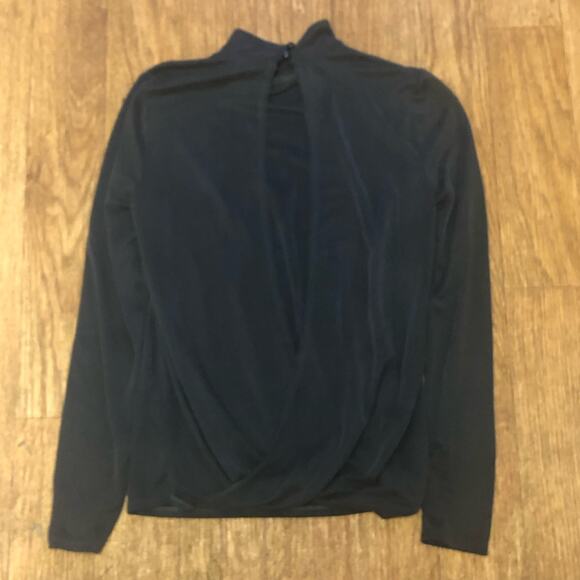 Daytrip Dark Gray Open Back Mock Neck Long Sleeve Blouse Top Size Small - Picture 6 of 11